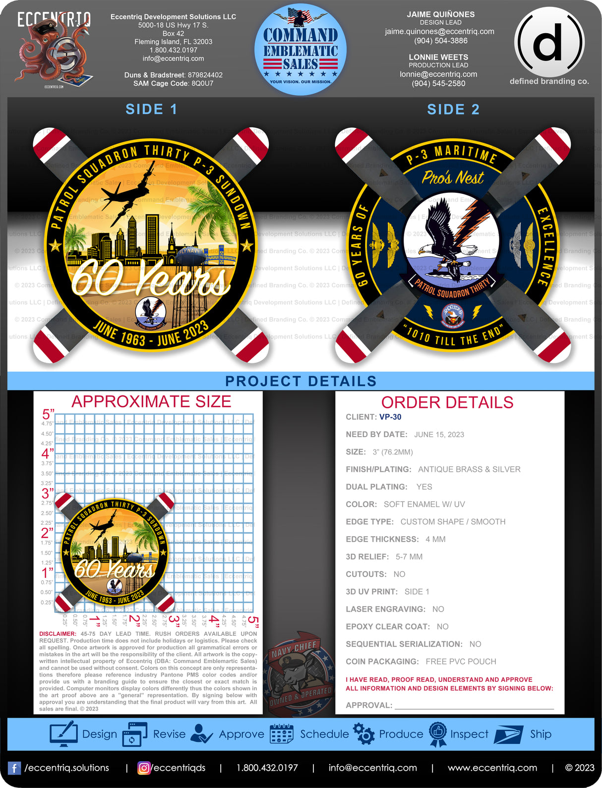 VP-30 "P-3 Sundown" 3" Challenge Coin