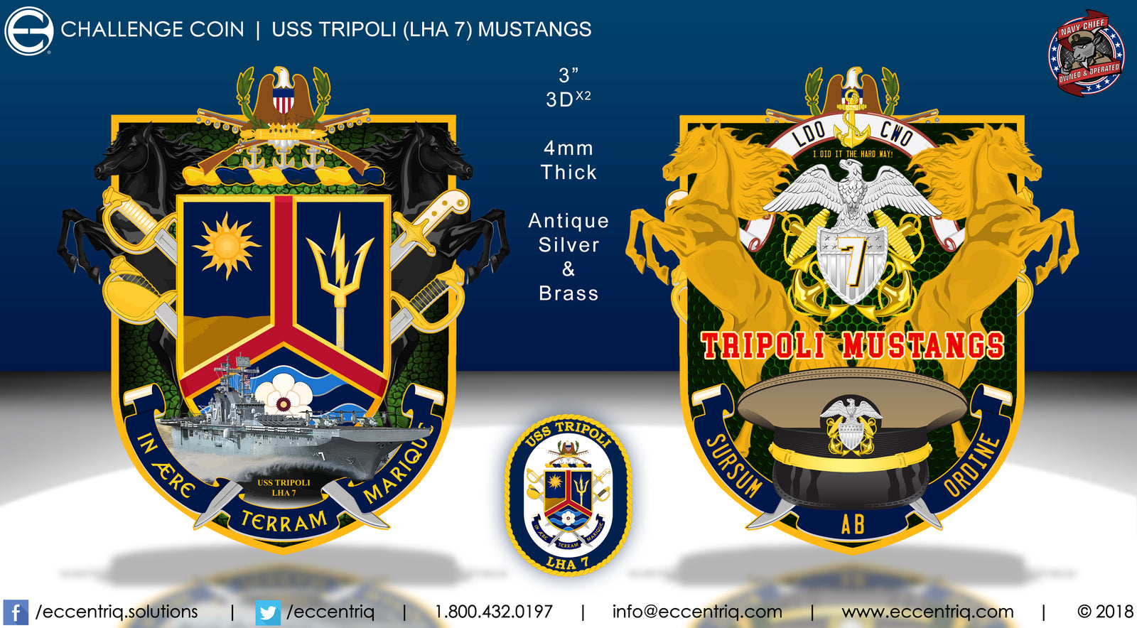 USS TRIPOLI (LHA 7) MUSTANG CHALLENGE COIN